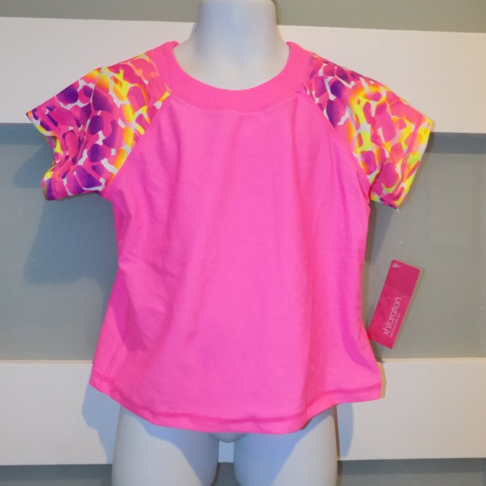 Xhilaration Hot Pink Swim Rash Guard Shirt Size 6/6X Girl's NEW